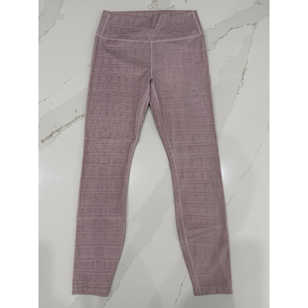 Varley Leggings Womens Medium Pink Alligator Print 24" Length Athleisure Workout
